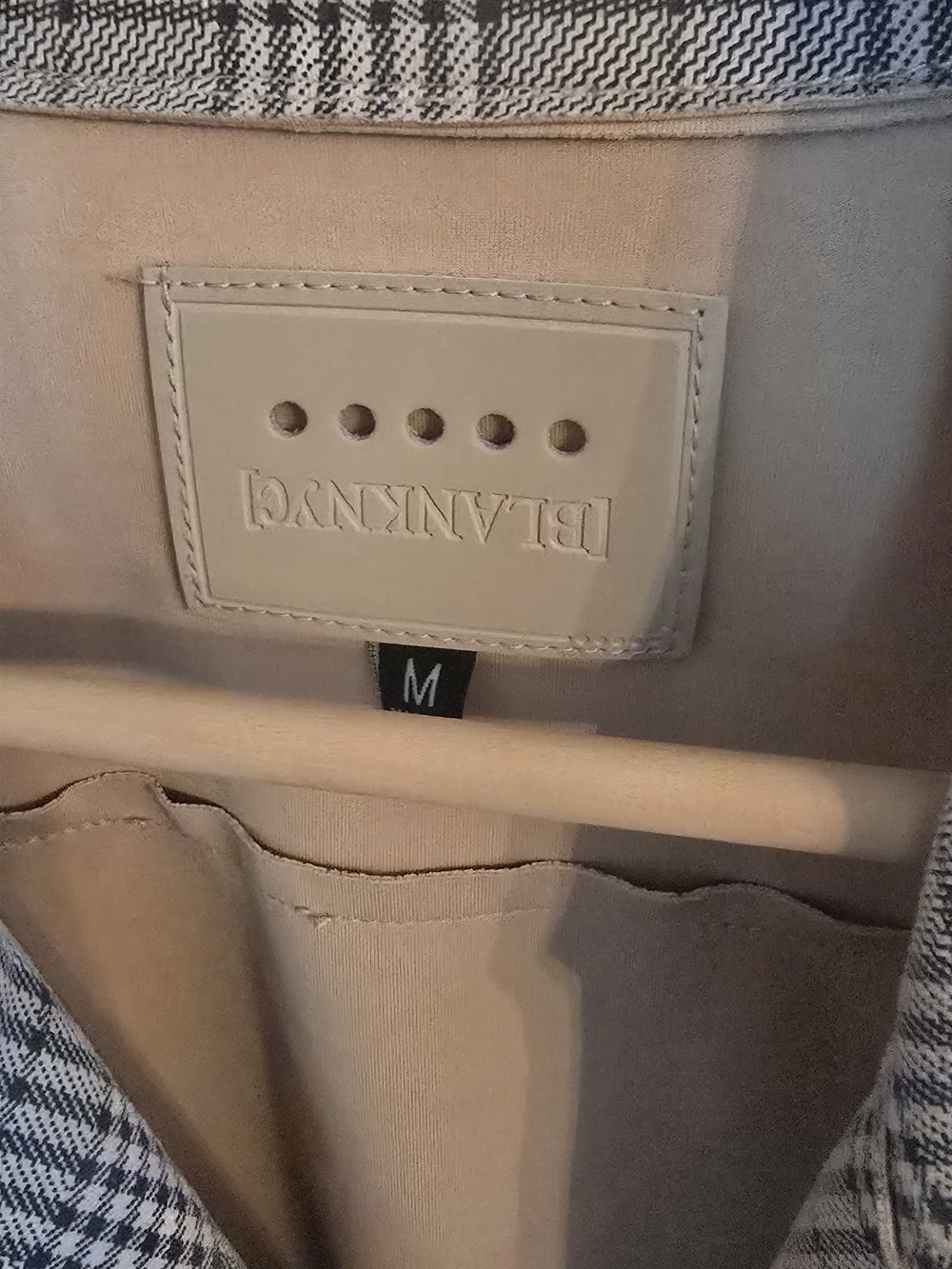 Blank NYC Plaid Biker Blazer in Cream and Black - Picture 2 of 3